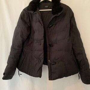 Vintage Steffen Schraut Black Goose Down Puffer Jacket with Detachable Fur Colla